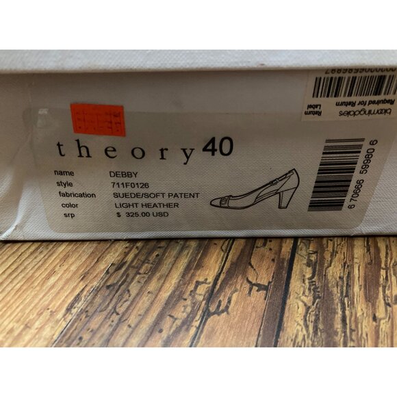 Theory Women's Two-Tone Leather & Suede Open Toe Heels Size 40 New In Box - Picture 8 of 9